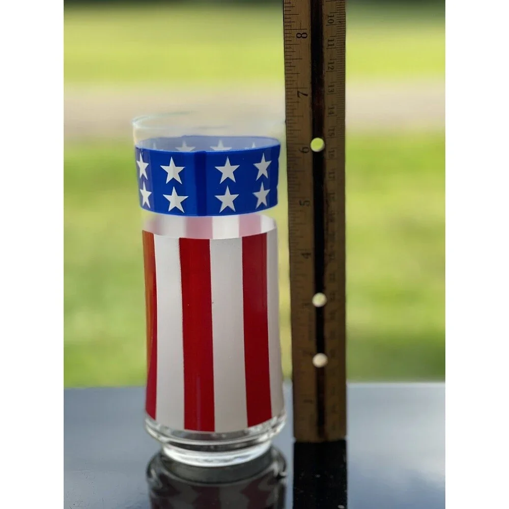 1 Vintage‎ Libbey American Flag Drinking Glass USA Stars And Stripes Patriotic